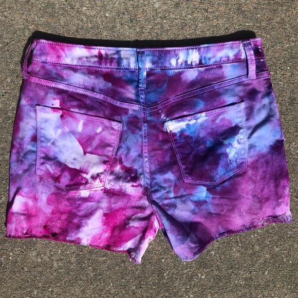Hand Dyed High Rise Denim Shorts - Picture 2 of 7
